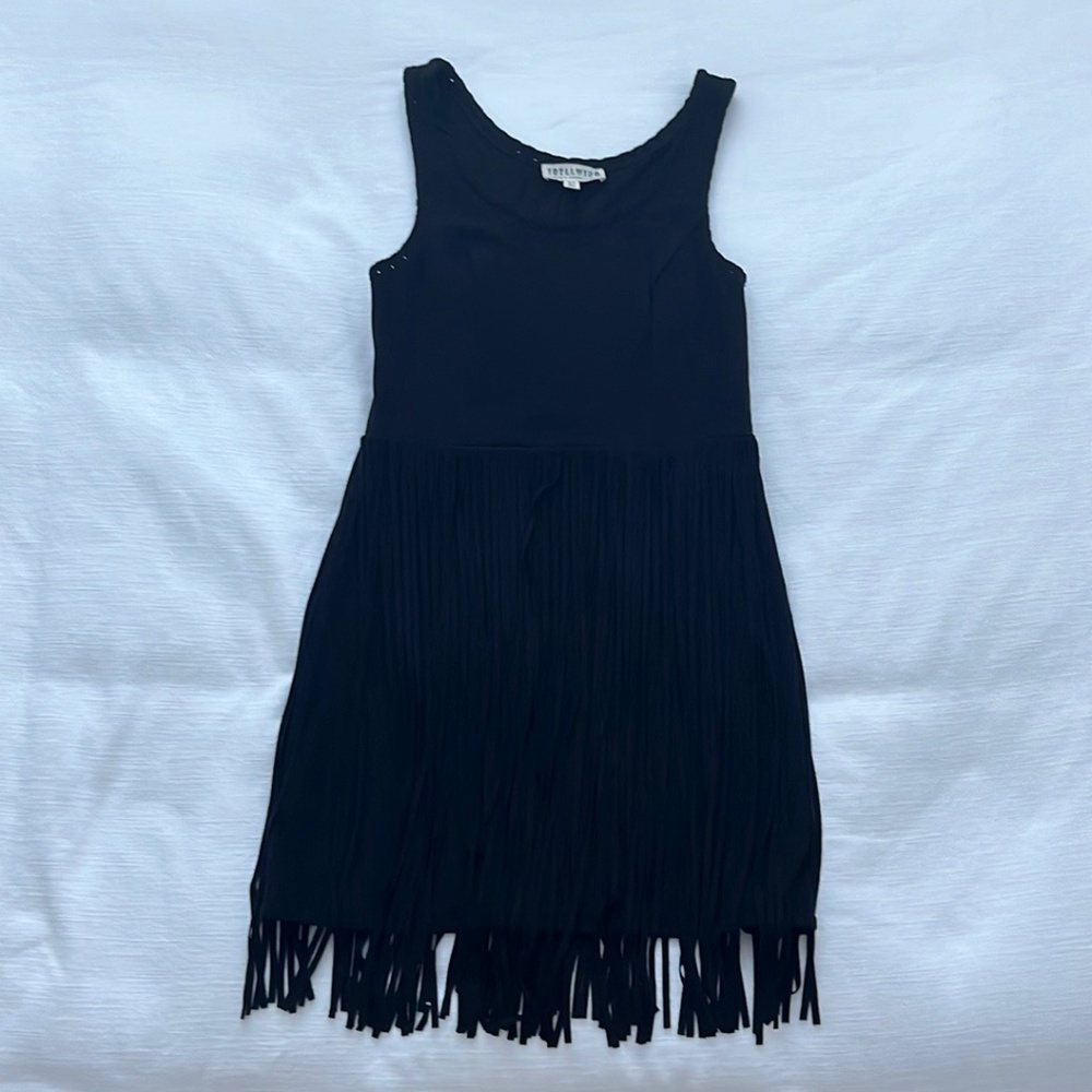 COPY - LIKE NEW! Lady Luck BLACK Faux Suede Fringe Dress SIZE S/Petite